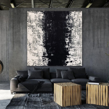 "Music" 72x72 IN Black gray abstract Art oversized Modern Painting MADE TO ORDER