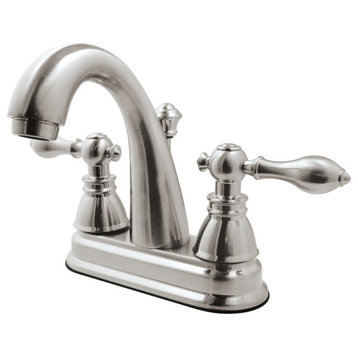 Classic 4" Centerset Bathroom Faucet With Plastic Pop-Up, Brushed Nickel