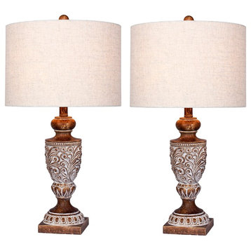 Urn Resin Table Lamps, In Antique Brown, 26.5"