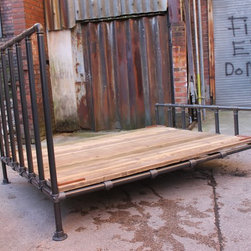 Justin Dark Steel Pipe & Industrial Scaffolding Fittings Kingsize Bed Frame - Panel Beds