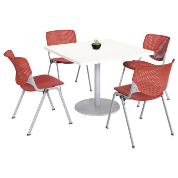 KFI 42" Square Dining Table - White Top - Kool Chairs - Coral