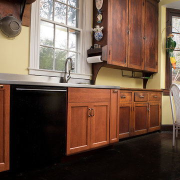 Cherry Kitchen with Steel and Butcher Block Countertops