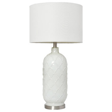 Elegant Designs White and Brushed Nickel Glass Table Lamp