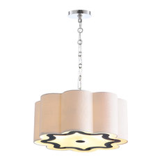 Coquille 4-Light 20" Adjustable Metal LED Pendant, Chrome and White