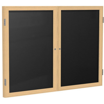 Ghent's Vinyl 36" x 48" 2 Door Enclosed Flannel Letterboard in Black