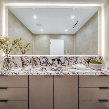 Hollywood Hills Bathroom Vanity with Backlit Mirror and Stone Countertop