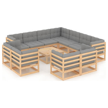 Vidaxl 12 Piece Garden Lounge Set With Cushions Solid Pinewood