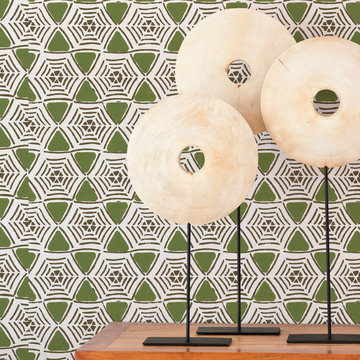 Caught In My Web Hand Block Printed Artisan Wallpaper by Sarah & Ruby