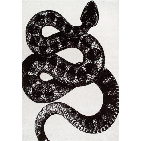 Nuloom Novelty Serpent, Black & Off White 7'6"x9'6"