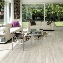 living room with light vinyl floor