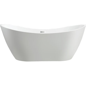 Freestanding bathtub, polished chrome slotted overflow, pop-up drain, VA6517