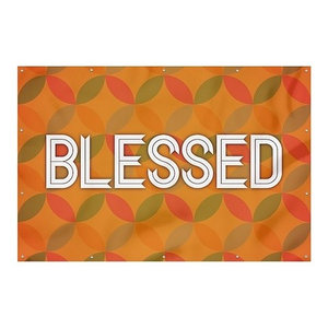 12x8 Holiday Decor Merry and Bright Peach Wind-Resistant Outdoor Mesh Vinyl Banner CGSignLab