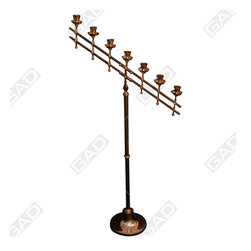 CANDLE STAND 7 LIGHT GOLD POLISHED - Candle Holders & Candelabra