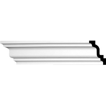 3"Hx2"Px3 5/8"Fx94 1/2"L Lisbon Traditional Smooth Crown Moulding, 2-Pack