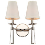 Crystorama - Crystorama 8862-PN 2 Light Wall Mount in Polished Nickel with Silk - Both timeless and transitional, the minimalist design makes the Baxter ideal for any space in the home. With a distinctive lucite tail and tapered white silk shade, this fixture is a smart choice for a hallway, bathroom, bedroom, or flanked on both sides of a fireplace.