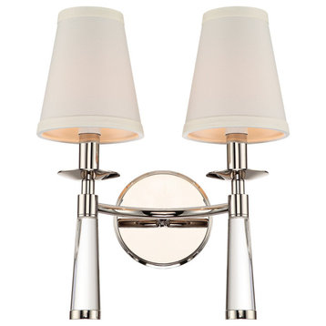 Crystorama 8862-PN 2 Light Wall Mount in Polished Nickel with Silk