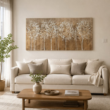 Large Modern Abstract birch tree Canvas Wall Art For Living Room