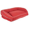 Classic Canvas Bolster Lounger, Red With Khaki Cording, L/XL