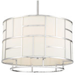 Crystorama - Crystorama DAN406PN Six Light Chandelier Danielson Nickel - The Danielson Collection designed by Libby Langdon will light up your space with a modern flare. The classic white silk drum shade is surrounded by a geometric steel frame reminiscent of an art deco pattern. The Danielson collection diffuses a warm glow that is both elegant and dramatic to any design style.