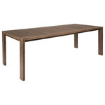 Armen Living - Relic Outdoor Patio Dining Table, Weathered Eucalyptus Wood - Introducing the Relic Outdoor Patio Dining Table  a testament to the beauty of weathered Eucalyptus wood, skillfully crafted to enhance your outdoor living space with a touch of rustic charm. This outdoor dining table seamlessly combines the aged allure of weathered Eucalyptus wood with the practicality of water-resistant and UV-resistant features, creating a distinctive piece of outdoor dining furniture that exudes character and durability. The weathered Eucalyptus wood frame of the Relic Outdoor Patio Dining Table adds a unique and inviting aesthetic to your patio, offering a timeless appeal that only improves with time. Each knot and grain tells a story, creating an ambiance of rustic elegance that complements various outdoor settings. Designed to withstand the elements, this dining table boasts water-resistant and UV-resistant Eucalyptus, ensuring that it remains resilient and stylish in the face of changing weather conditions. Whether under the sun's warm embrace or during an unexpected drizzle, the Relic Dining Table stands as a steadfast focal point for your outdoor gatherings. Elevate your outdoor aesthetic with the Relic Outdoor Dining Table in Weathered Eucalyptus Wood.