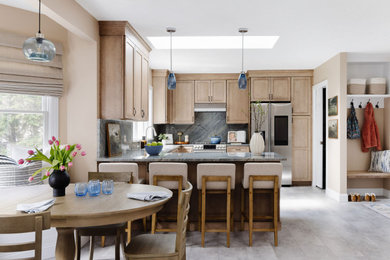 Example of a transitional kitchen design in Boston