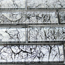 1x3 Glossy Silver Sky Subway Glass Mosaic Tiles - Home Accessories & Decor