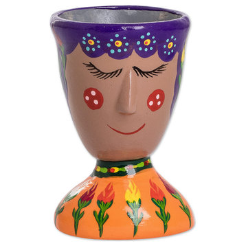 Novica Handmade Joyful Nature Ceramic Flower Pot