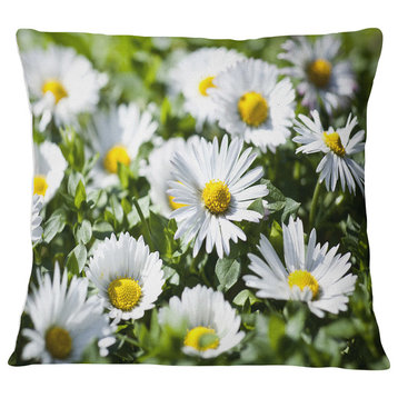 Spring Background with White Flowers Floral Throw Pillow, 16"x16"
