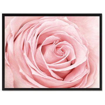 Pink Rose Flower Print on Canvas with Picture Frame, 13"x17"