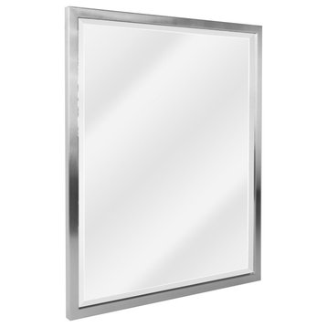 Head West Brushed Nickel Stainless Steel Framed Wall Mirror - 19" x 25"