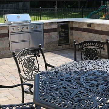 Paver Pool Patio with Outdoor Kitchen