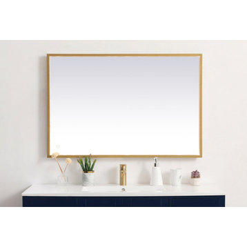 Elegant Decor MRE62730BR 27"x30" LED Mirror, Adjustable Color, Brass