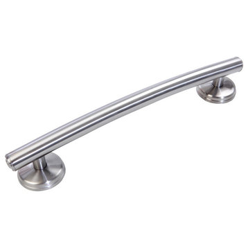 16" Transitional Curved Grab Bar With Grips and Anchors, Brushed Nickel