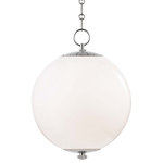 Hudson Valley Lighting - Sphere No.1 Large Pendant With Opal Glass Shade, Polished Nickel - Designed by Mark D. Sikes