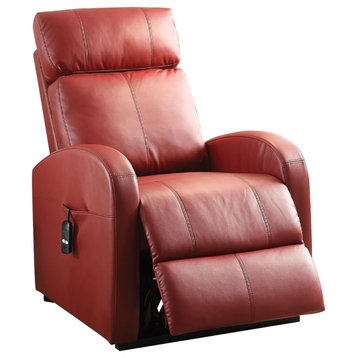 Leatherette Recliner with Power, Red