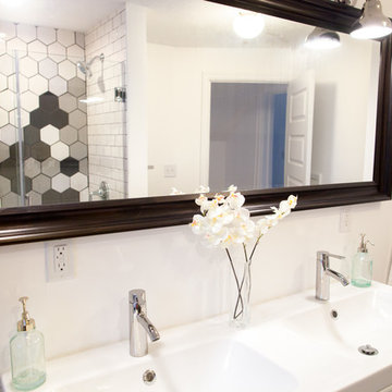 Gradient Black & White Hexagon Shower