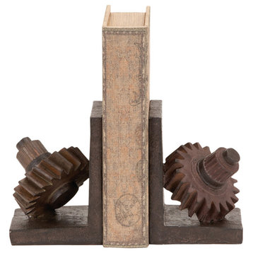 Industrial Brown Polystone Bookends Set 55619