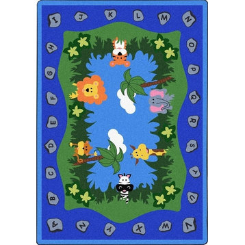 Kid Essentials, Infants And Toddlers Jungle Peeps Rug, 5'4"X7'8"