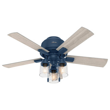 Hunter 44" Hartland Low Profile Ceiling Fan, Indigo Blue, LED and Pull Chain
