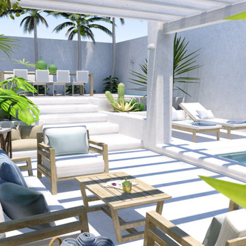 Contemporary tropical backyard