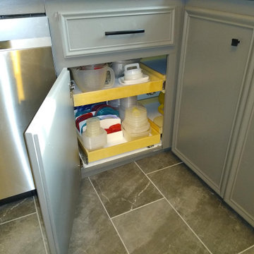 Pull outs shelves make pantry more useful
