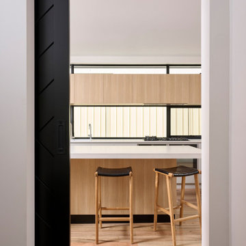 Narrow Scandi home with texture and colour