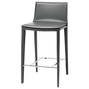 Palma Counter Stool Leather By Nuevo, Dark Gray Counter Height Bar Stools