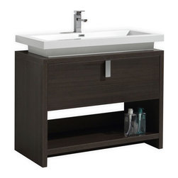 40 inch Gray Oak Modern Bathroom Vanity with Integrated Sink Top - Bathroom Vanities And Sink Consoles