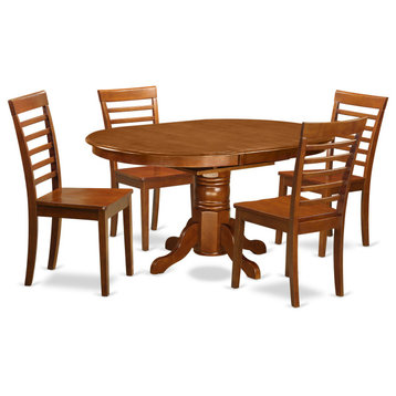 Avml5-Sbr-W, 5-Piece Dining Room Set, Table With Leaf and 4 Dining Chairs