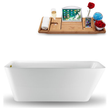 67" Streamline N1220GLD Freestanding Tub and Tray With Internal Drain