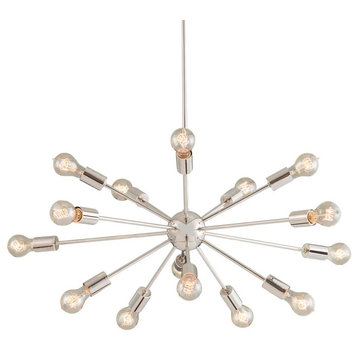 No Shade Axion Small 15-Light Chandelier, Polished Chrome, Incandescent