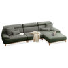 Fabric Sofa, Grass Moss Green 4-Person Corner Sofa With Left Chaise Seat 139x72.8x33.9