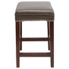 Dover Upholstered Wooden Saddle Stool, Counter Height
