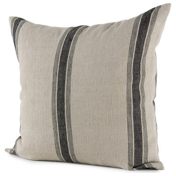 Beige and Black Striped Pillow Cover